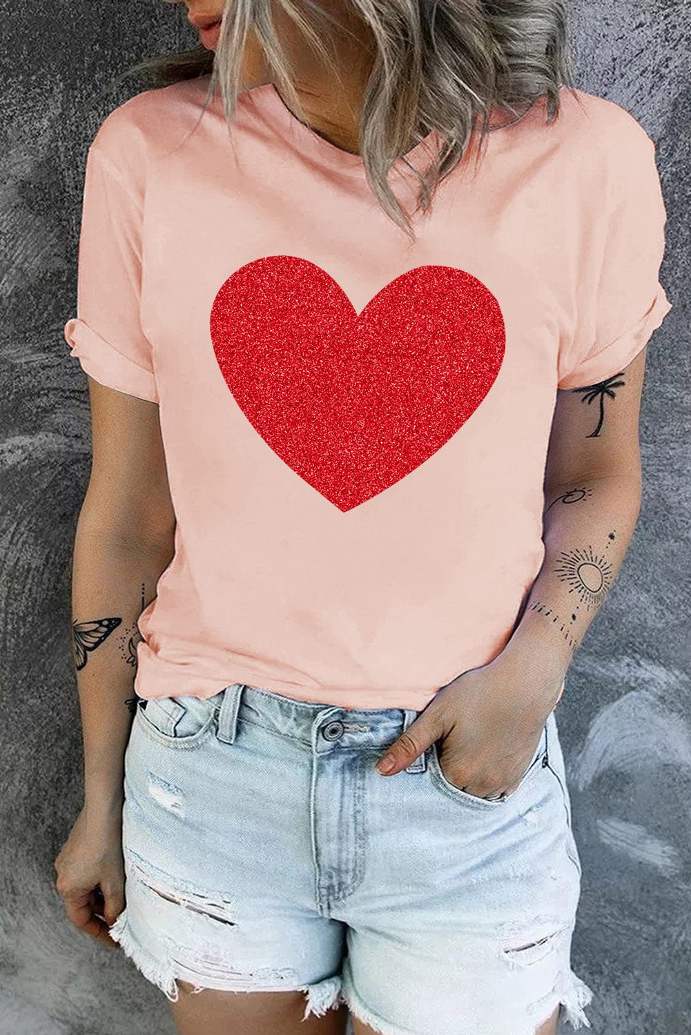 Glitter Heart Graphic T-Shirt - Body By J'ne