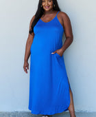 Good Energy Full Size Cami Side Slit Maxi Dress in Royal Blue - Body By J'ne