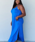 Good Energy Full Size Cami Side Slit Maxi Dress in Royal Blue - Body By J'ne