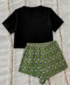 Graphic Tee and Panda Print Shorts Lounge Set - Body By J'ne