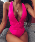 Halter Neck Deep V Tied One-Piece Swimsuit - Body By J'ne