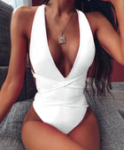 Halter Neck Deep V Tied One-Piece Swimsuit - Body By J'ne