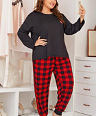 Heart Graphic Top and Plaid Joggers Lounge Set - Body By J'ne