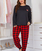 Heart Graphic Top and Plaid Joggers Lounge Set - Body By J'ne