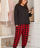 Heart Graphic Top and Plaid Joggers Lounge Set - Body By J'ne