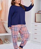 Heart Graphic Top and Plaid Joggers Lounge Set - Body By J'ne