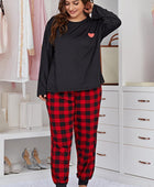 Heart Graphic Top and Plaid Joggers Lounge Set - Body By J'ne