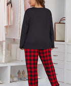 Heart Graphic Top and Plaid Joggers Lounge Set - Body By J'ne