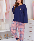 Heart Graphic Top and Plaid Joggers Lounge Set - Body By J'ne