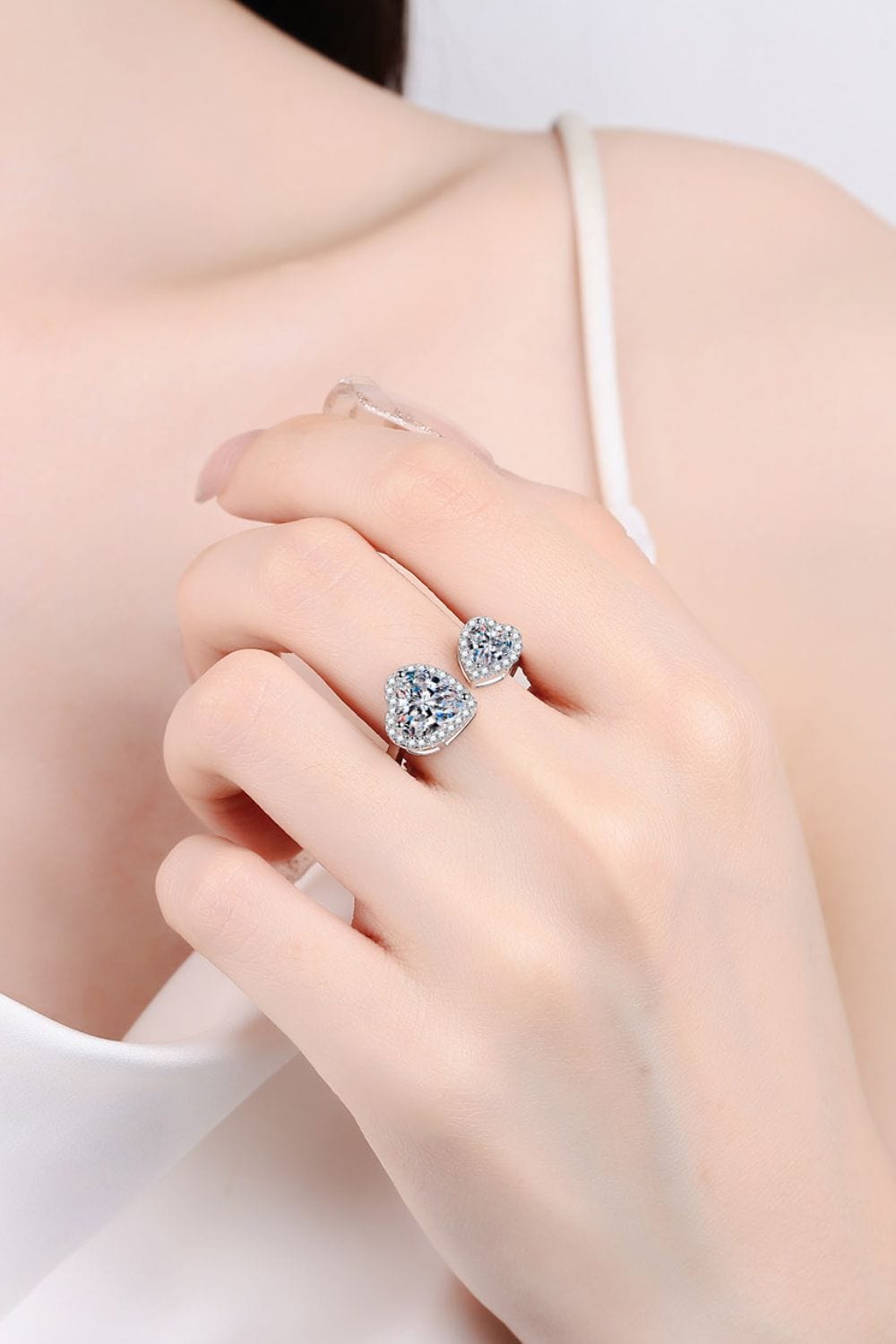 Heart-Shape Moissanite Open Ring - Body By J'ne