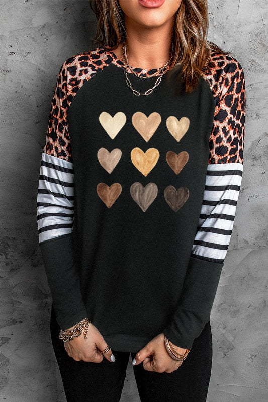 Heart Striped Long Raglan Sleeve Tee - Body By J'ne