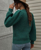 Heathered Long Lantern Sleeve Rib-Knit Sweater - Body By J'ne