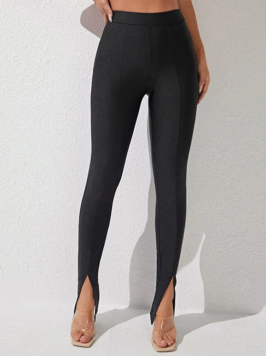 High Waist Slit Skinny Pants - Body By J'ne