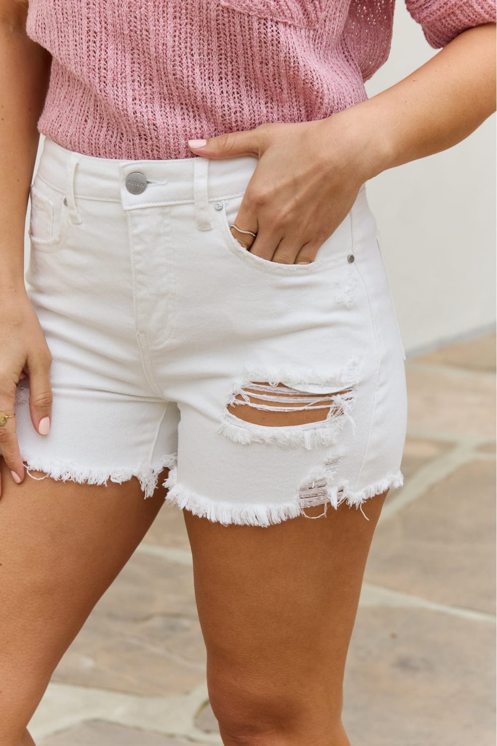 High Waisted Distressed Shorts - Body By J'ne