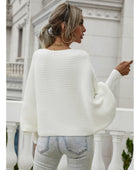 Horizontal Ribbing Dolman Sleeve Sweater - Body By J'ne