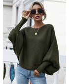 Horizontal Ribbing Dolman Sleeve Sweater - Body By J'ne