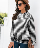 Horizontal Stripe Raglan Sleeve Hoodie - Body By J'ne