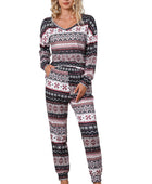 Snowflake Print Long Sleeve And Joggers Lounge Set - Body By J'ne