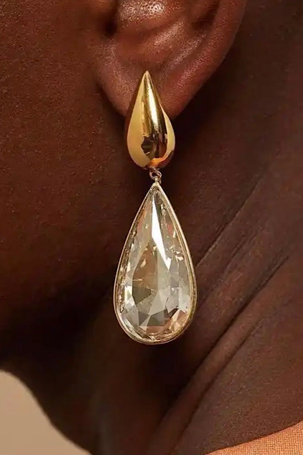 Natural Elements Gold Teardrop Stone Earrings - Body By J'ne