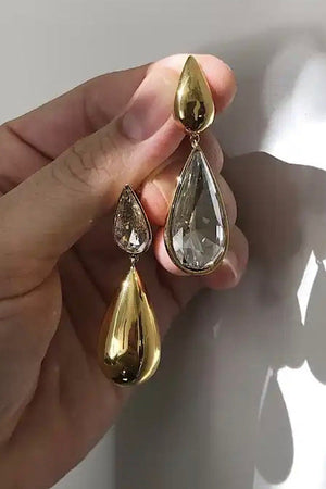 Natural Elements Gold Teardrop Stone Earrings - Body By J'ne