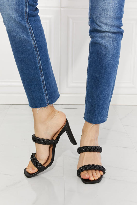 In Love Double Braided Block Heel Sandal in Black - Body By J'ne