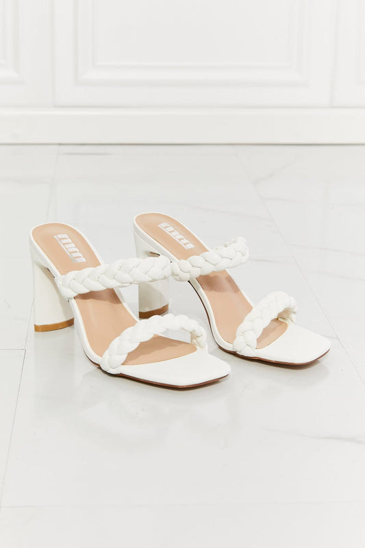 In Love Double Braided Block Heel Sandal in White - Body By J'ne