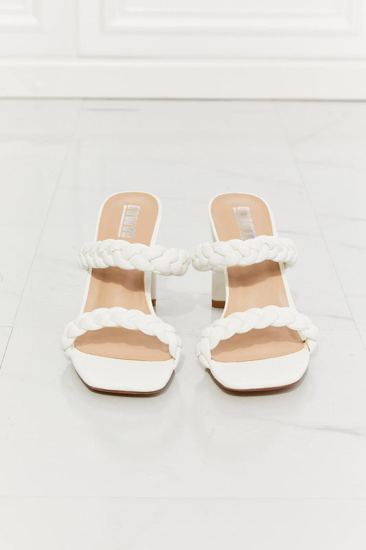 In Love Double Braided Block Heel Sandal in White - Body By J'ne