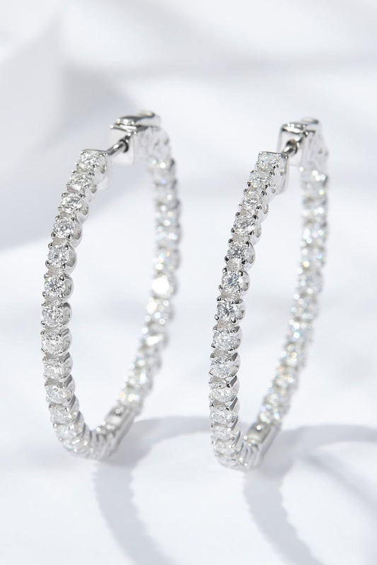 Inlaid Moissanite 925 Sterling Silver Hoop Earrings - Body By J'ne