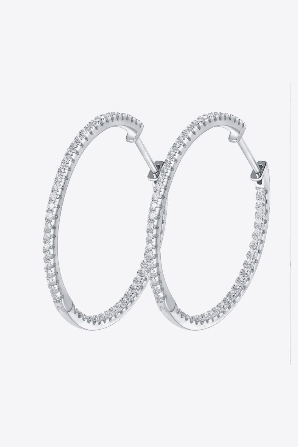 Inlaid Moissanite 925 Sterling Silver Hoop Earrings - Body By J'ne