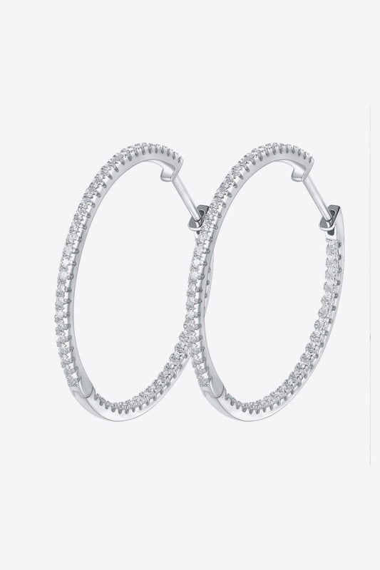 Inlaid Moissanite 925 Sterling Silver Hoop Earrings - Body By J'ne