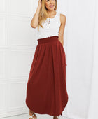 It's My Time Full Size Side Scoop Scrunch Skirt in Dark Rust - Body By J'ne