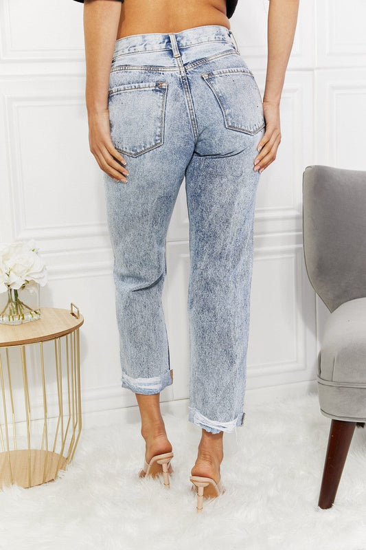 Kendra High Rise Distressed Straight Jeans - Body By J'ne