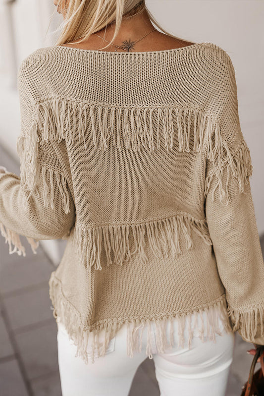 Boho Fringed Knitted Sweater - Body By J'ne