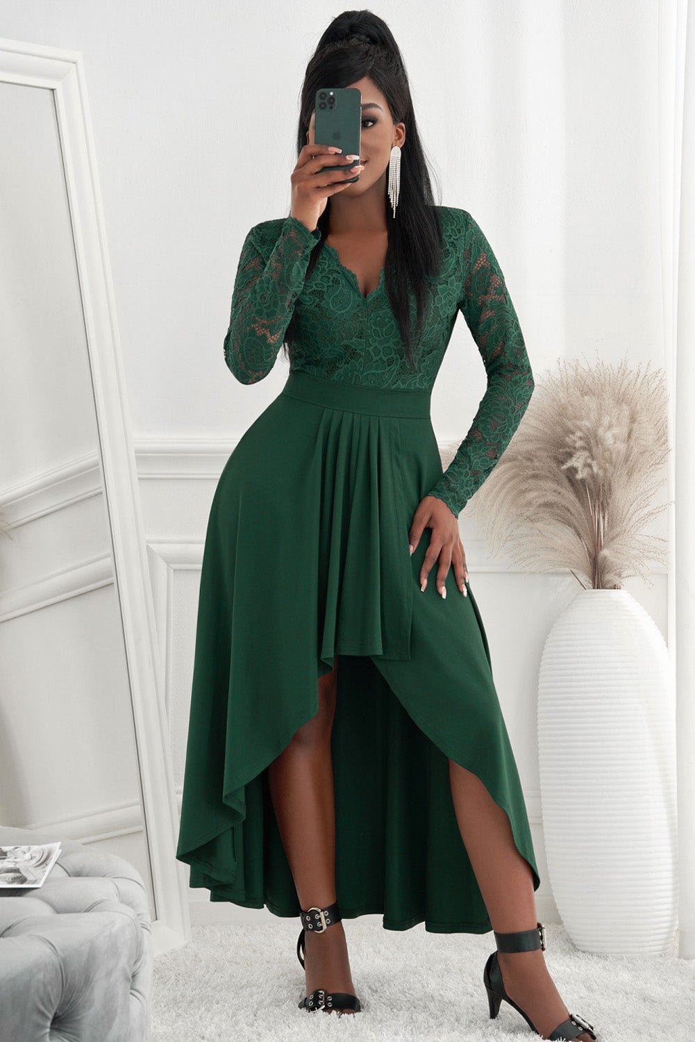 Lace High-Low V-Neck Dress - Body By J'ne