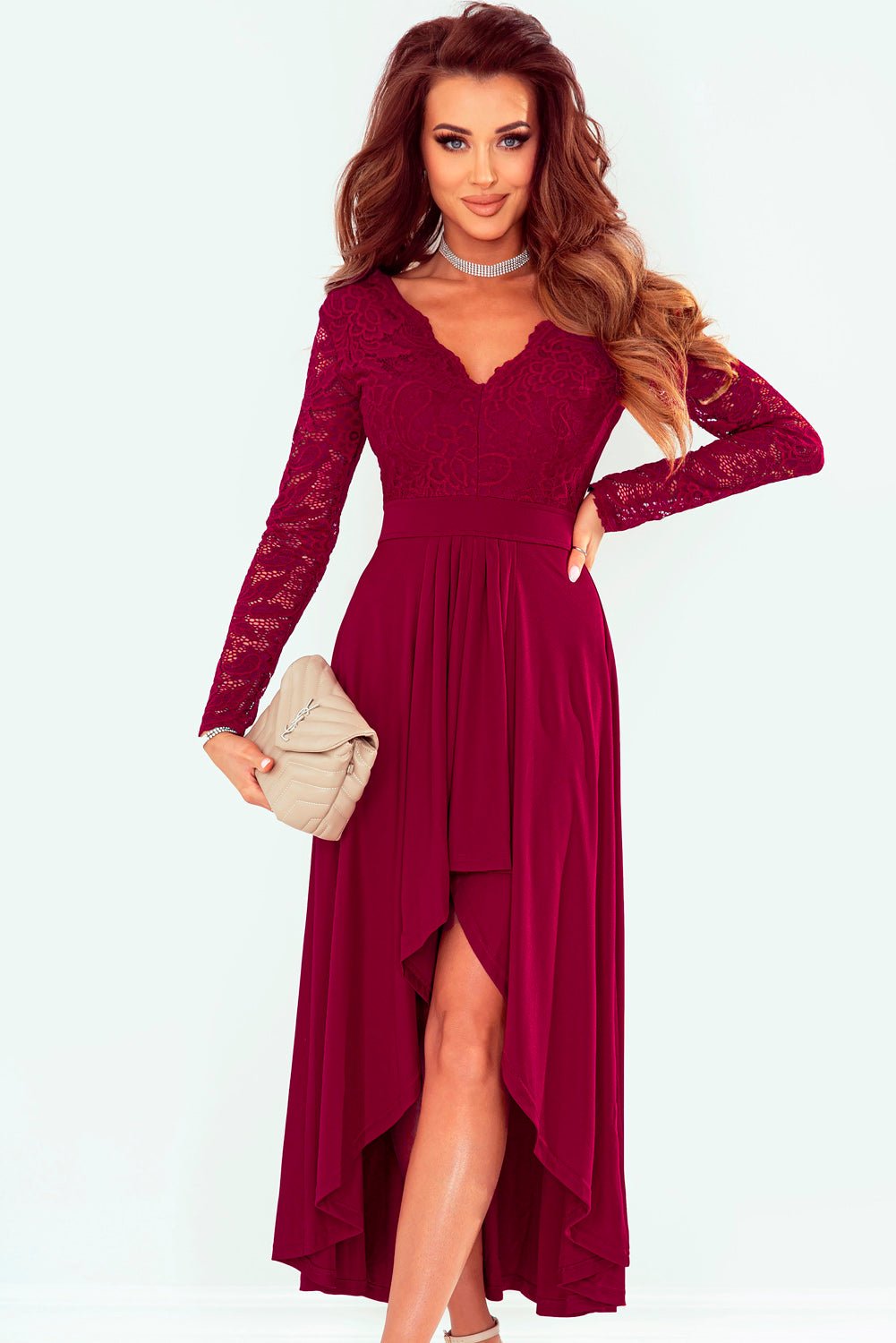 Lace High-Low V-Neck Dress - Body By J'ne