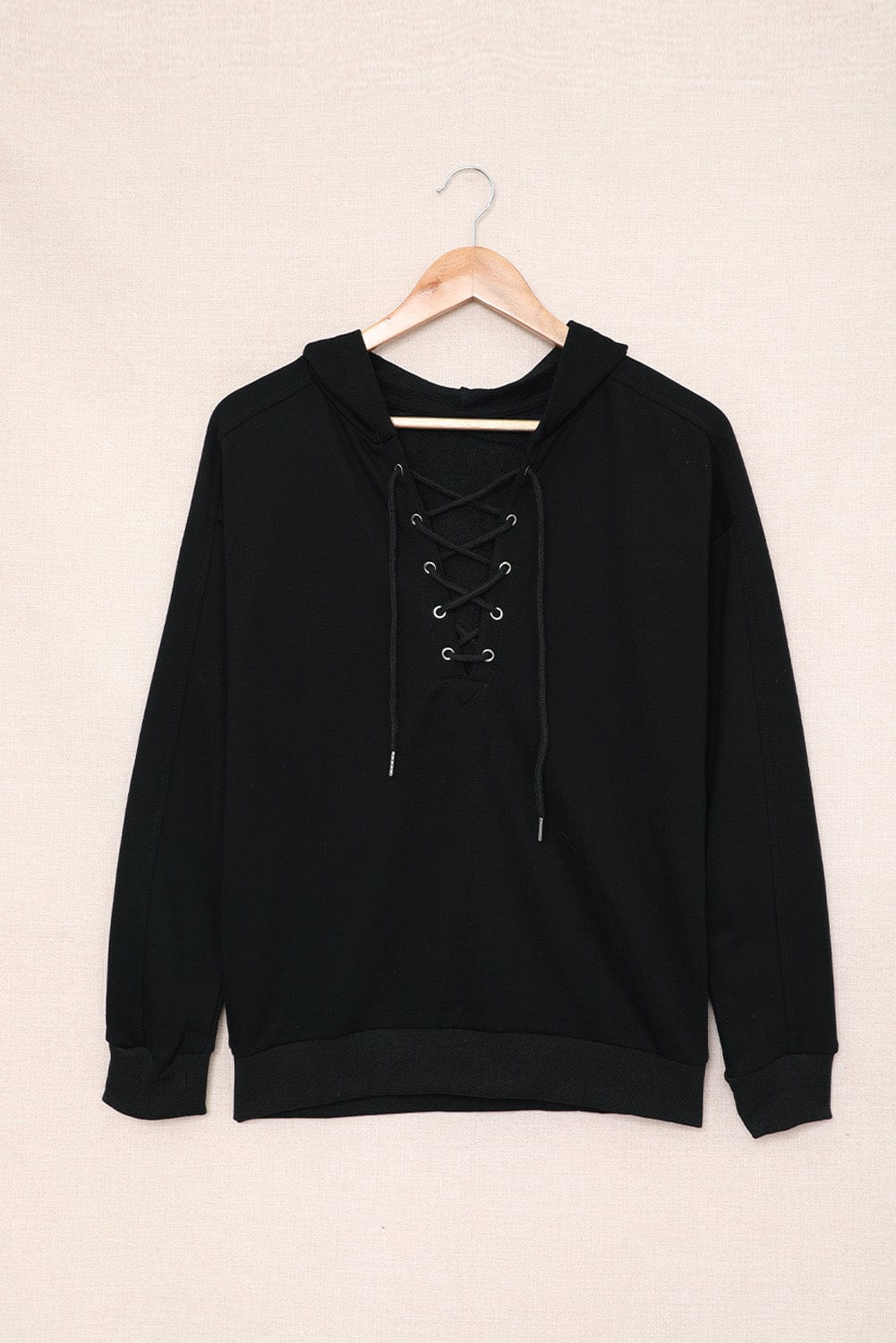 Lace-Up Dropped Shoulder Hoodie - Body By J'ne