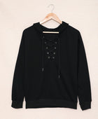 Lace-Up Dropped Shoulder Hoodie - Body By J'ne