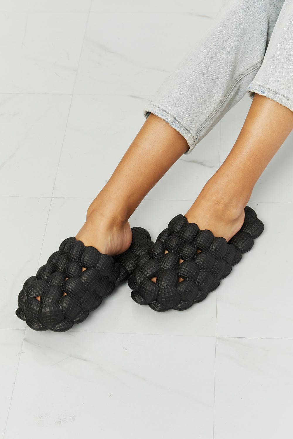 Laid Back Bubble Slides in Black - Body By J'ne