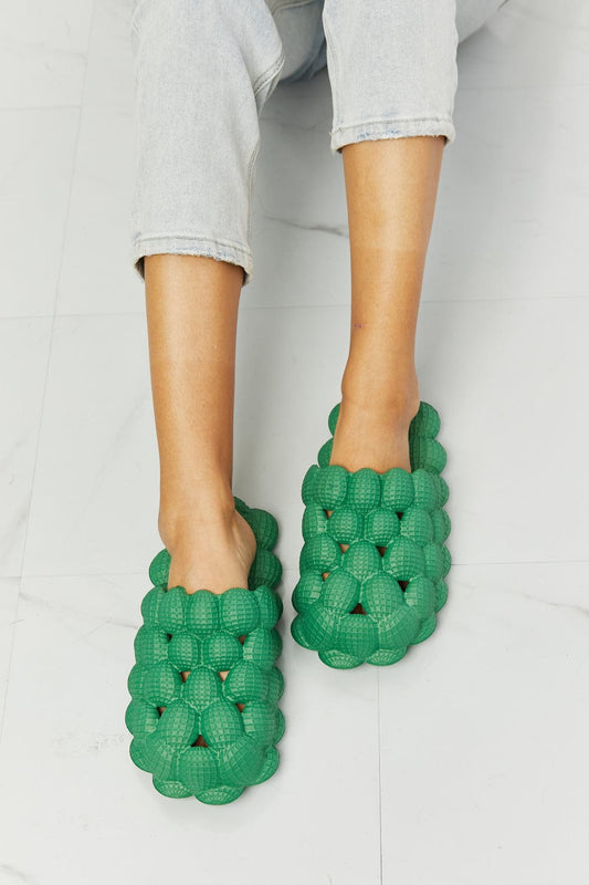 Laid Back Bubble Slides in Green - Body By J'ne
