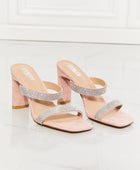 Leave A Little Sparkle Rhinestone Block Heel Sandal in Pink - Body By J'ne