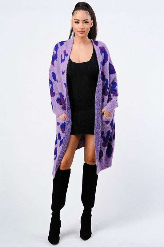 Leopard Angora Sweater Oversized Cardigan - Body By J'ne