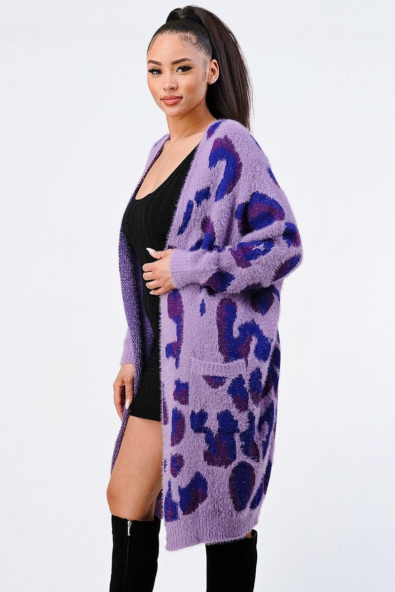 Leopard Angora Sweater Oversized Cardigan - Body By J'ne