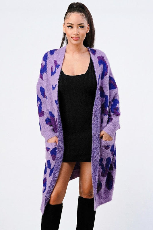 Leopard Angora Sweater Oversized Cardigan - Body By J'ne