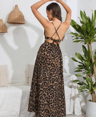 Leopard Deep V Tie Back Split Dress - Body By J'ne