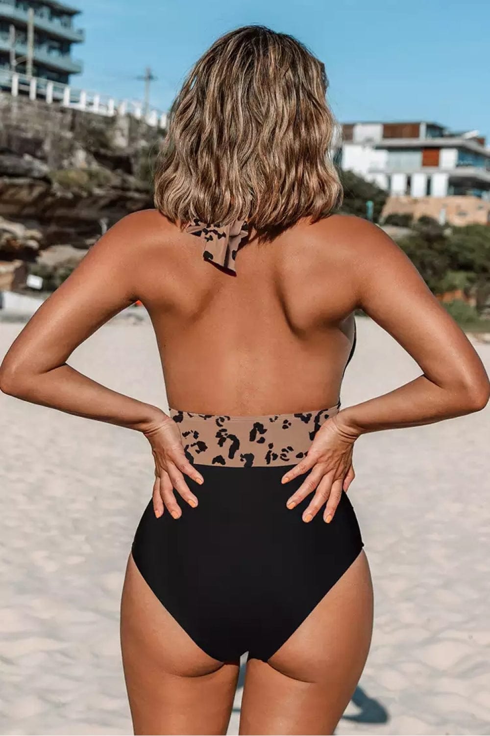 Leopard Halter Neck One-Piece Swimsuit - Body By J'ne