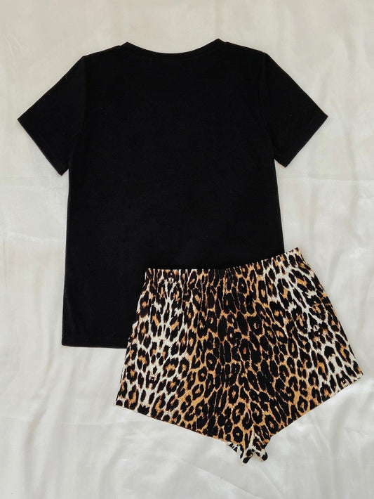 Leopard Lip Graphic Top and Shorts Lounge Set - Body By J'ne