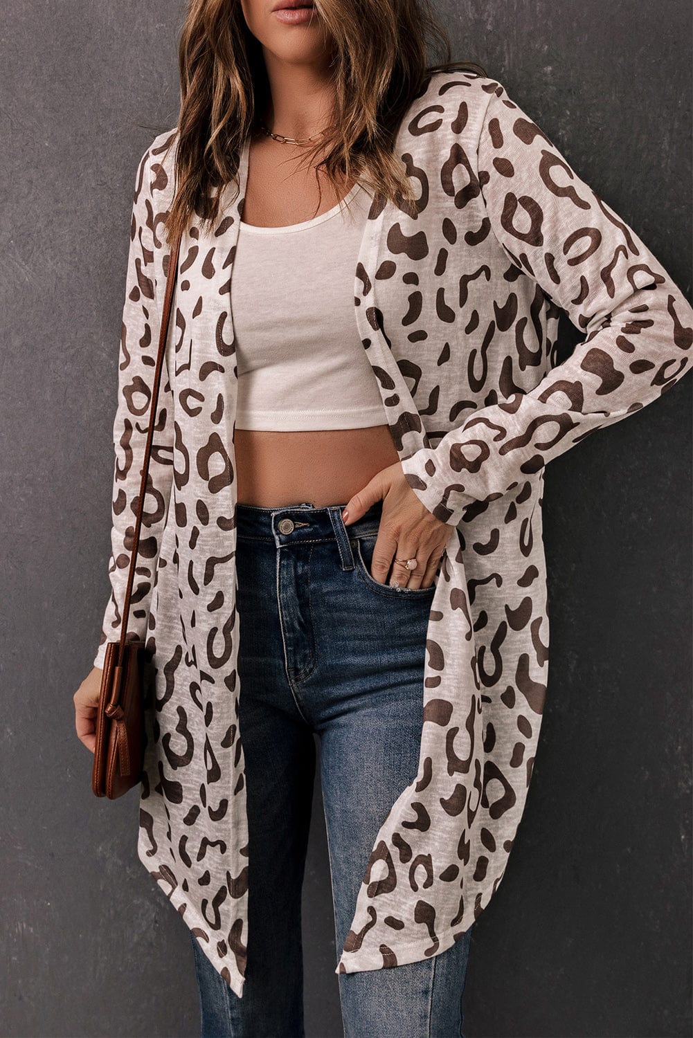 Leopard Long-Sleeve Open Front Cardigan - Body By J'ne