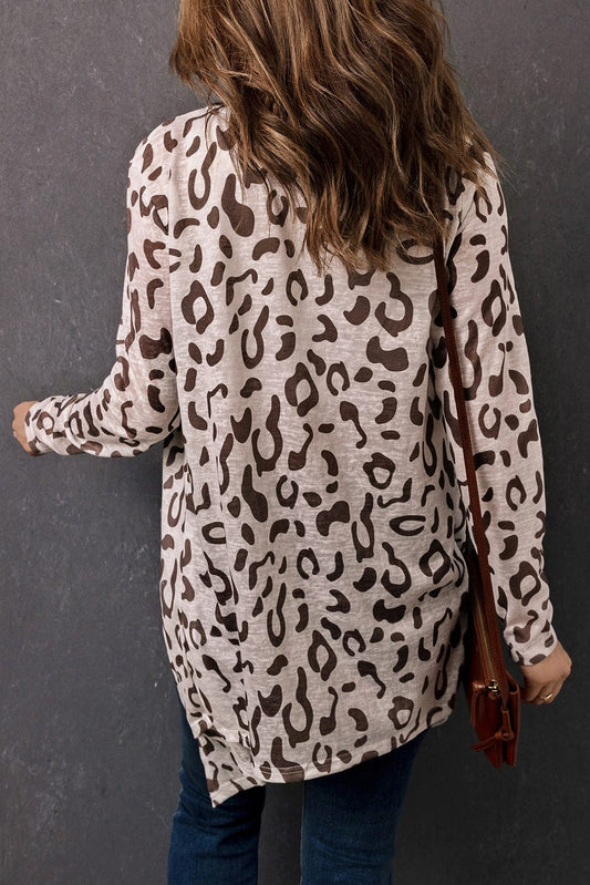 Leopard Long-Sleeve Open Front Cardigan - Body By J'ne