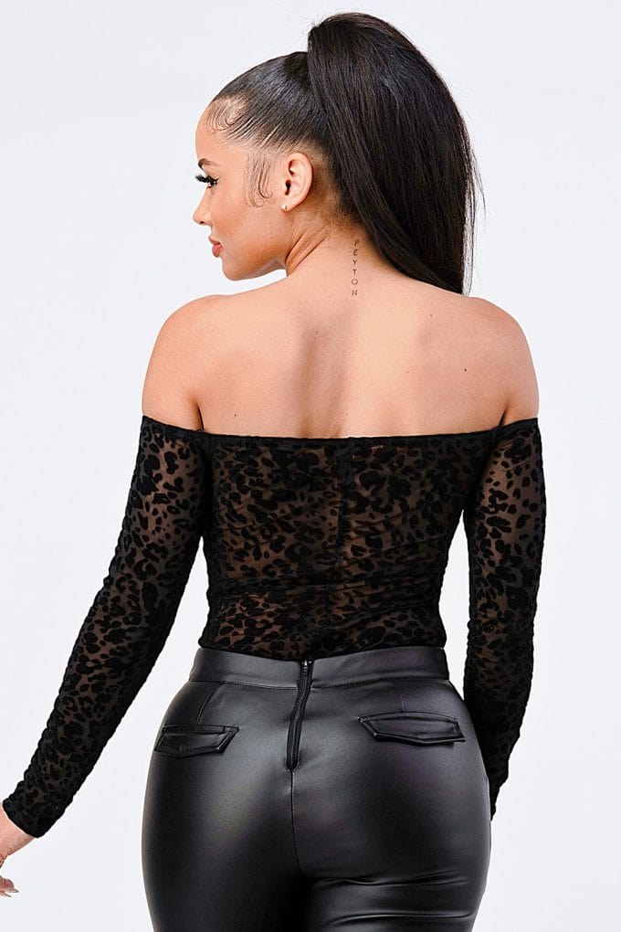 Leopard Print Off Shoulder Bodysuit - Body By J'ne