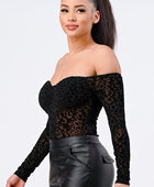 Leopard Print Off Shoulder Bodysuit - Body By J'ne